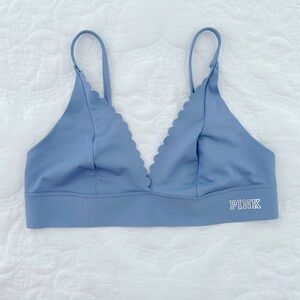 Victoria’s Secret PINK Bralette Unlined Bra Silky Blue Size Small S Bonded